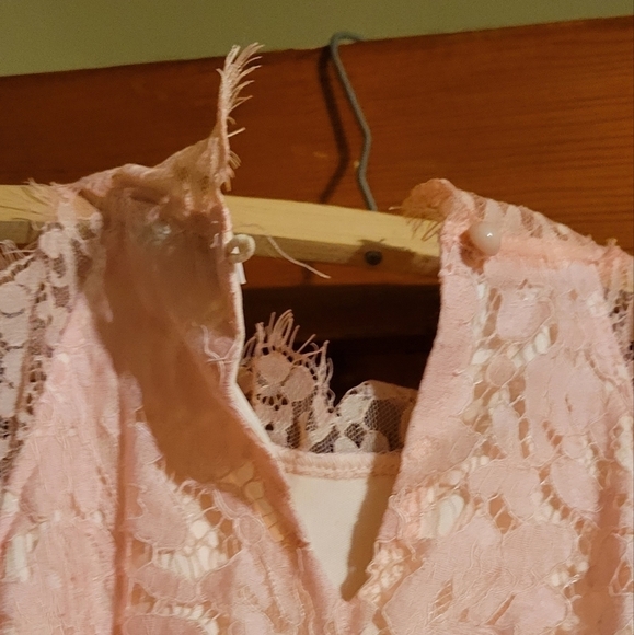 NWT L Blush pink lined lace dress by Solution - Picture 4 of 5